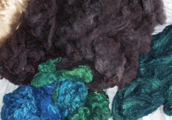 Dyed silk and natural colored wool